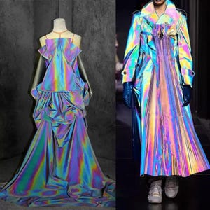 Rainbow Reflective Fabric, Laser Gradient Fabric, Luminous Fabric, Ultra-Bright, Seven-Color, Color-Changing Fabric, By The Meter, A79