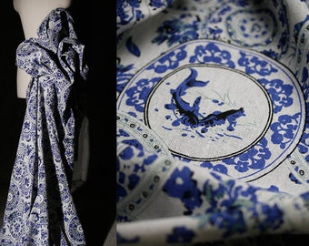 Jacquard fabric, Blue Printing textured fabric, Vertical jacquard fabric, Polyester fabric, Creative fabric, Dress Fabric, by the meter,A152