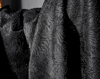 Black Fabric, Jacquard Fabric, Line-textured Fabric, Dimensional Fabric, Embossed Fabric, Textured Fabric, Creative Fabric, By The Meter,C54