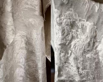 Beige Jacquard Embossed Fabric, Shimmer Fabric, Crinkled Cotton-Linen Fabric, Plant Texture Pattern, Soft Fabric, By The Meter, A119