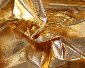 Gold Metallic Fabric, Thin TPU Fabric, Gold Mirror Coated Fabric, 4-Way Stretch Fabric, Designer Fabric, by the meter, A39