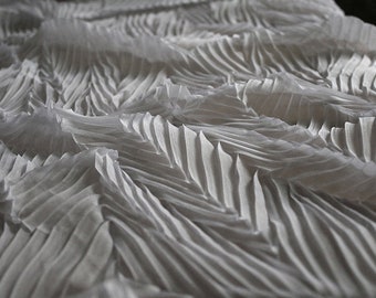 White Sheer Fabric, Premium Grey Fabric, Double-sided Jacquard Fabric, Designer Fabric, by the meter,A112