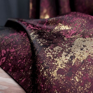 Dark Red Glitter Fabric, Double-sided Jacquard Fabric, Luxury Shimmer Fabric, Haute Couture Fabric, Irregular jacquard fabric, By Yard, C12
