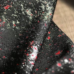 Black Red  Fabric, Jacquard Fabric, Irregular Pattern Fabric, Textured Fabric, Distressed Fabric, 4-Way Stretch Fabric, By the meter, A214