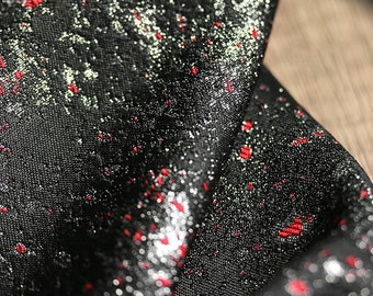 Black Red  Fabric, Jacquard Fabric, Irregular Pattern Fabric, Textured Fabric, Distressed Fabric, 4-Way Stretch Fabric, By the meter, A214
