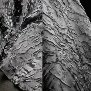 Silver Gray Fabric, Embossed Texture Fabric, Dimensional Fabric, Pleated Fabric, Haute Couture Fabric, Designer Fabric, By The Yard, A218