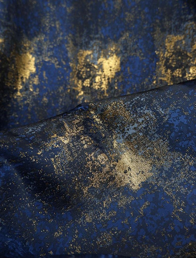 Blue Jacquard Fabric, Gilt Texture Fabric, Double Layer Fabric, Glossy ...