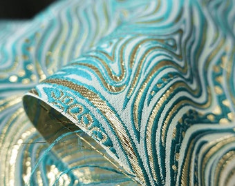Embossed Jacquard Fabric, Luxury Green Fabric, 100% Polyester Fabric, 55&#39;&#39; Width, European Blend Fabric, Designer Fabric, By The Yard, C15-1