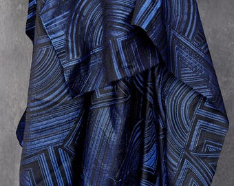 Geometric Pattern Fabric, Blue Jacquard Fabric, Shiny Thread Blended Fabric, Ethnic fabric, Texture Fabric, Royal Court Classic Fabric C42-1