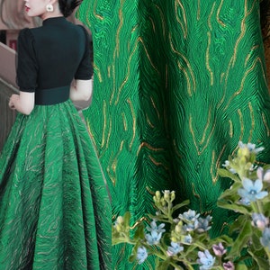 Striped Jacquard Fabric, Luxury Green Fabric, Polyester Fabric, 55&#39;&#39; Width, European Blend Fabric, Designer Fabric, By The Yard, C1