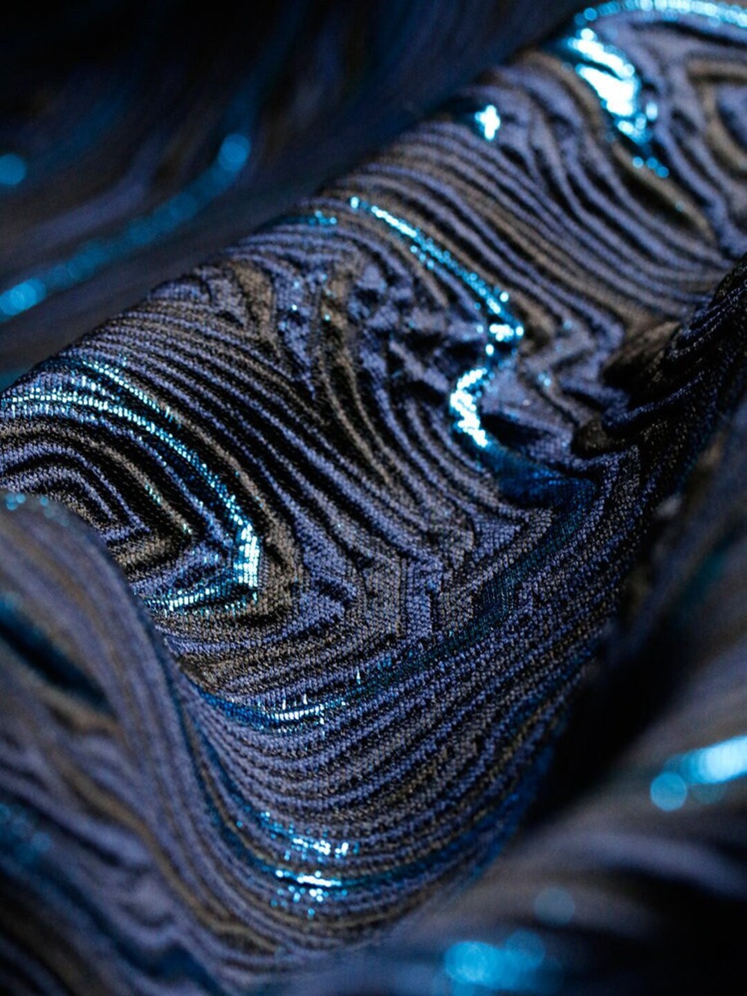 Blue Jacquard Fabric, Textured Fabric, Threedimensional Fabric, Oil