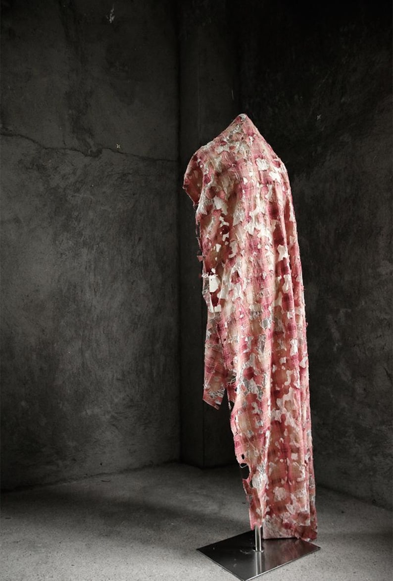 Polyester Fabric Ripped Tattered Jacquard Fabric, Ripped Knit Fabric by the Yard, Soft Knitted ...