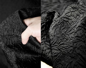 Schwarzer Jacquard Stoff, Designerstoff, 3D Line Texture Stoff, Designerstoff, Meterware, A26
