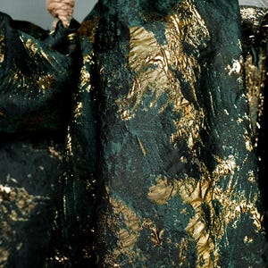 Jacquard Fabric, Green Fabric, Golden Mountain Pattern, Blended Fabric, Embossed Fabric, Dimensional Fabric,Textured Fabric,By The Meter,C52