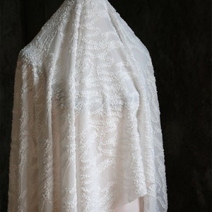 Doubleface Jacquard Fabric, White Fabric, Plain Textured Fabric, Apparel Fabric, Designer Fabric, By The Meter, A176