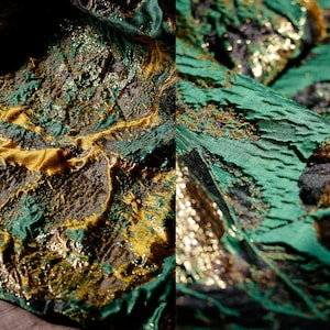 Green gold Fabric, Glitter Fabric, Embossed Fabric, Jacquard Fabric, Texture Fabric, Haute Couture Fabric, Designer Fabric, By The Yard,A220