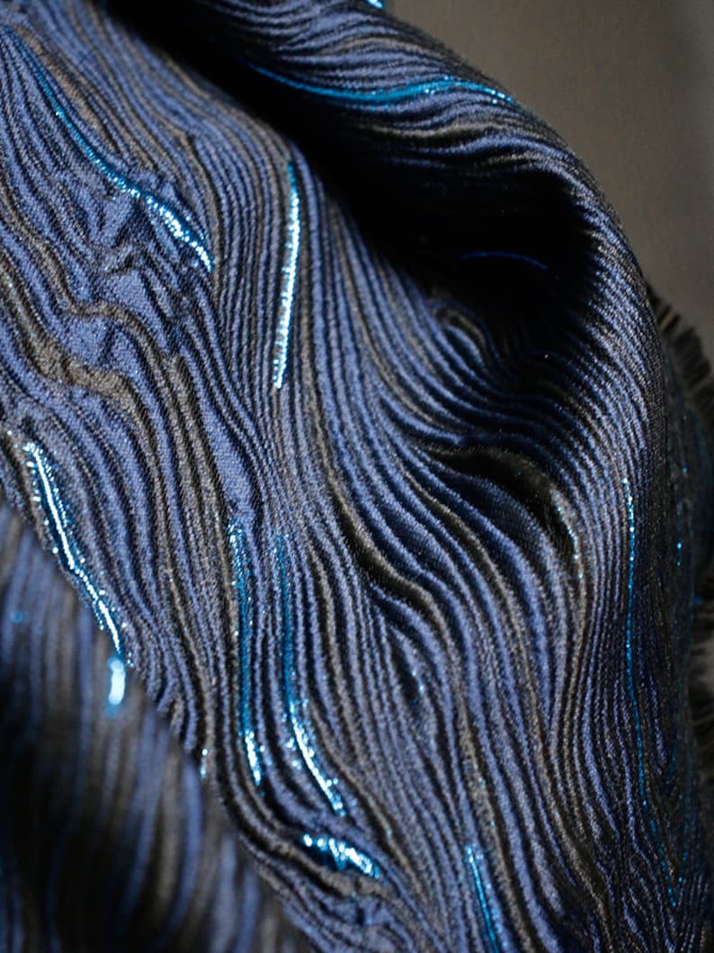 Blue Jacquard Fabric, Textured Fabric, Threedimensional Fabric, Oil
