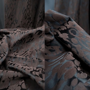 Dark Brown Fabric, Jacquard Fabric, Gilt Texture Fabric, Embossed Fabric, Glossy Fabric, Polyester Fabric, Designer Fabric,By The Yard,C35-4