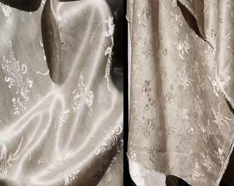 Floral Jacquard Fabric, Embroidered Fabric, Textured Fabric, Pattern Fabric, Thick Satin Fabric, Lustrous Fabric, By The Meter, A320