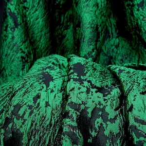 Jacquard Fabric, Embossed Fabric, Luxury Green Fabric, Polyester Fabric, Blend Fabric, Designer Fabric, By The Yard, 55&#39;&#39; Width, C44