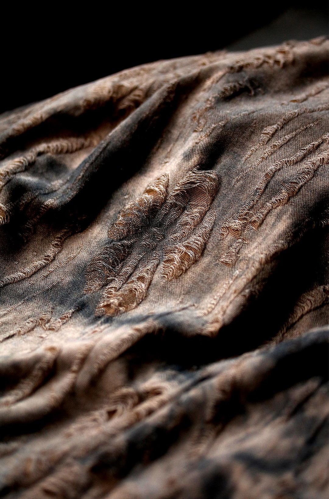 Polyester Fabric Ripped Brown Knitted Fabric, Ripped Knit Fabric by the Yard, Soft Knitted ...