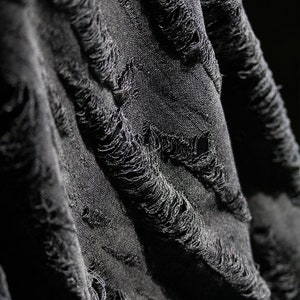 Telas harapientas, Telas rasgadas, Tela hueca gris, Tejido de punto, Tejido de diseño, Tejido grueso de otoño, Tejido de abrigo, por metro, A58