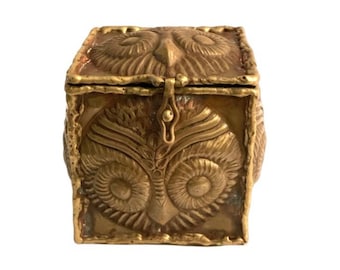 2 Patina Raw Brass Owl with Top Hat Stamping 68mm