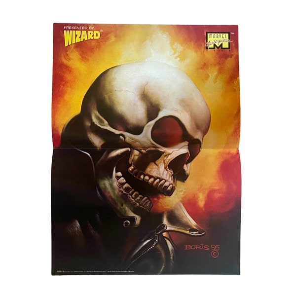 Vintage Ghost Rider Poster Wizard Comics Magazine Boris Vallejo 1996 Storm
