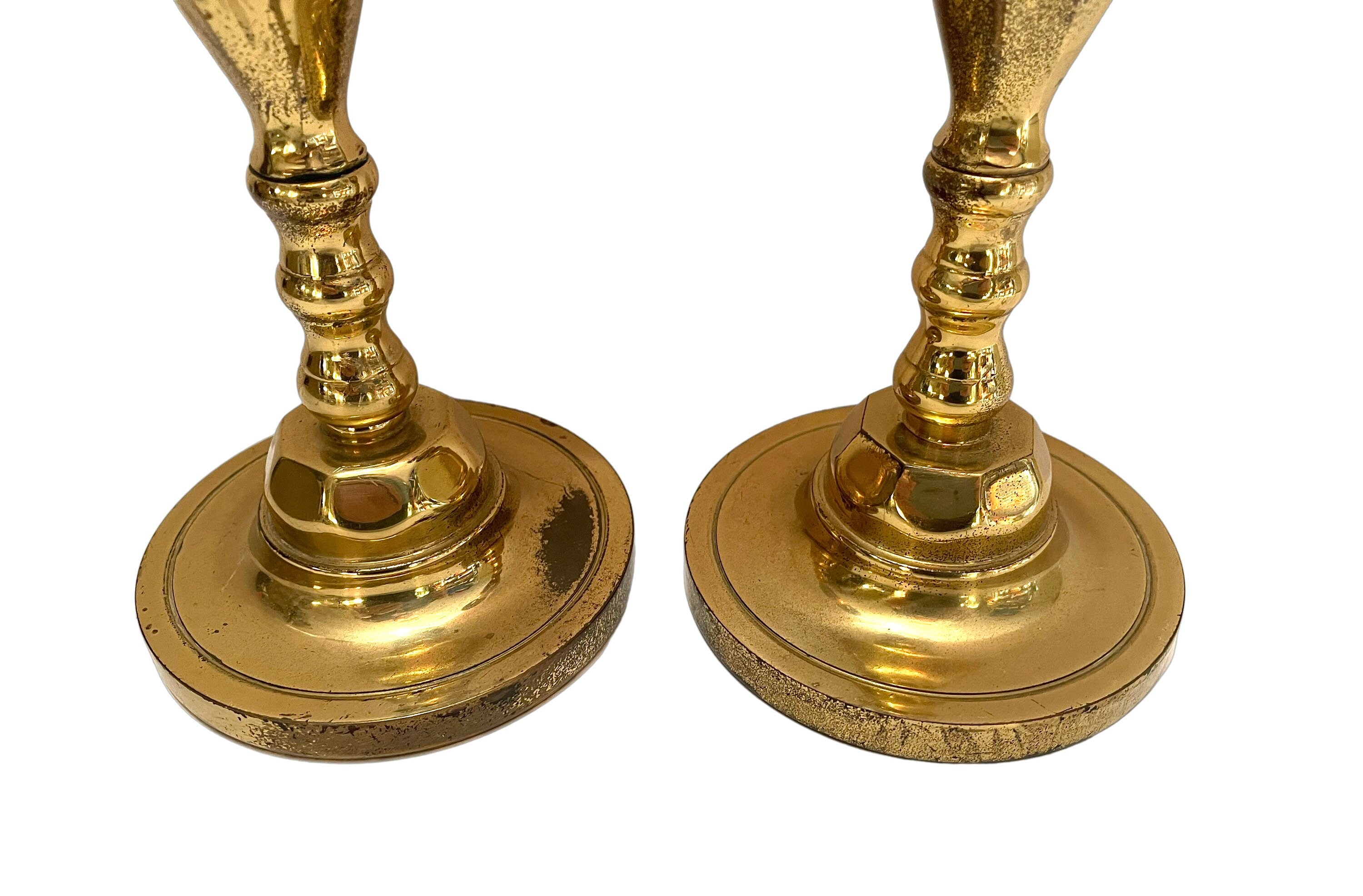 Antique Solid Brass Candlesticks Made In England Pair Etsy