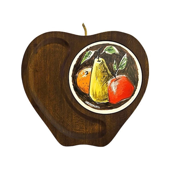 Mid Century Fred Press Wood Cheese Board Apple