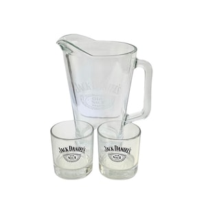 Jack Daniels Old No.7 Heavy Glass Pitcher And Glasses