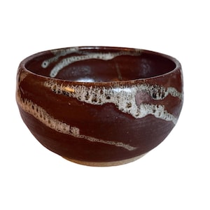Vintage Art Pottery Bowl Brown Handmade Signed