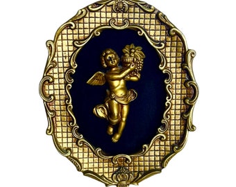 Vintage Anart Creations Angel / Cherub Wall Art Mid Century Gilded Antique