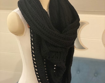 Hooded Cowl Scarf in Black