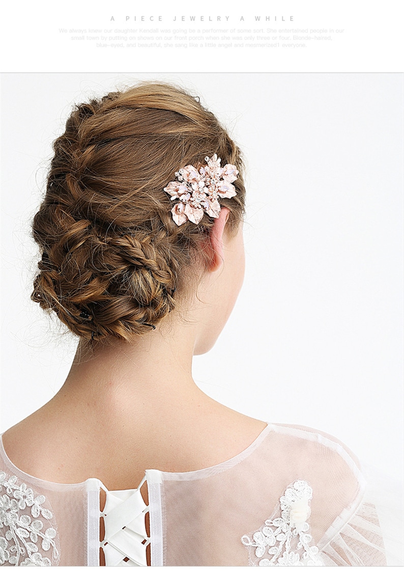 Bridal Comb Tiara Handmade Beads Crystal Rhinestone Pearls Comb Pink Flower Wedding Beads Comb Bridesmaid Headdress Bride Gifts