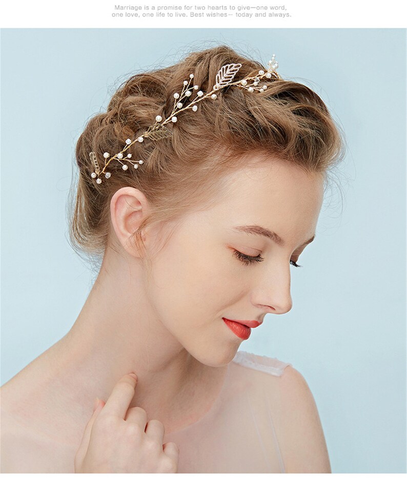 Bridal Headband Hair Vine Headband Hair Vine Pearls Beads Flower Floral Leaf Bridal Tiara Wedding Tiara Bridesmaid Hairband Gifts