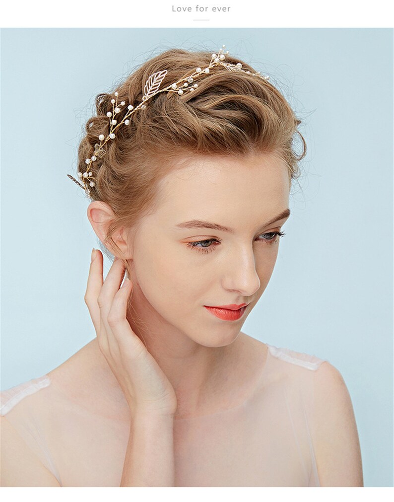Bridal Headband Hair Vine Headband Hair Vine Pearls Beads Flower Floral Leaf Bridal Tiara Wedding Tiara Bridesmaid Hairband Gifts