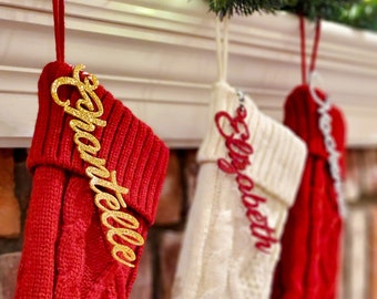 3D Stocking Name Tags Acrylic Christmas Stocking Name Tag Personalized Stocking Tag Laser Cut Stocking Name Tags Christmas Names [108-C]