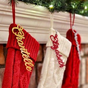 3D Stocking Name Tags Acrylic Christmas Stocking Name Tag Personalized Stocking Tag Laser Cut Stocking Name Tags Christmas Names [108-C]