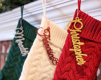 3D Stocking Name Tags Acrylic Christmas Stocking Name Tag Personalized Stocking Tag Laser Cut Stocking Name Tags Christmas Names [143-C]