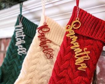 3D Stocking Name Tags Acrylic Christmas Stocking Name Tag Personalized Stocking Tag Laser Cut Stocking Name Tags Christmas Names [142-C]