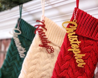Stocking Name Tags, Stocking Name Tag, Stocking Tags, Stocking Tag, Christmas Stocking Name Tags, Personalized Stocking Tags [144-C]