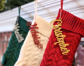 3D Stocking Name Tags Acrylic Christmas Stocking Name Tag Personalized Stocking Tag Laser Cut Stocking Name Tags Christmas Names [141-C]