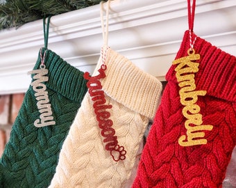 3D Stocking Name Tags Acrylic Christmas Stocking Name Tag Personalized Stocking Tag Laser Cut Stocking Name Tags Christmas Names [145-C]