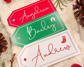 Stocking Name Tags, Stocking Tags Personalized, Ornaments Christmas, Gift Tags, Christmas Decor, Christmas Tree, Modern Name Tags [120-C2]
