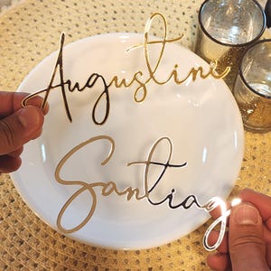 Personalized Place Cards Acrylic or Wood, Custom Name Plates for Wedding Birthday Party, Laser Cut Name Tags, Modern Table Setting image 2