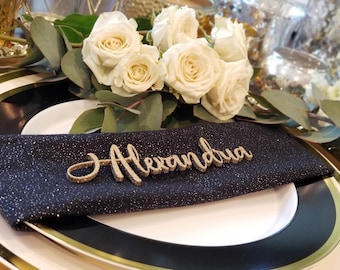 Personalized Laser Cut Name Place Cards in Acrylic or Wood, Custom Table Decor for Wedding Birthday and Party