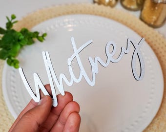 Laser Cut Wedding Place Card, Custom Acrylic Wood Name