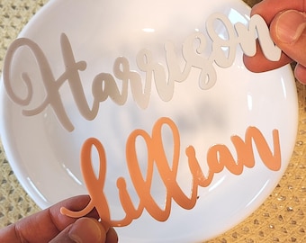 Personalized Place Cards for Wedding Bridal Shower Birthday, Acrylic or Wood Laser Cut Name Plates, Custom Modern Table Decor