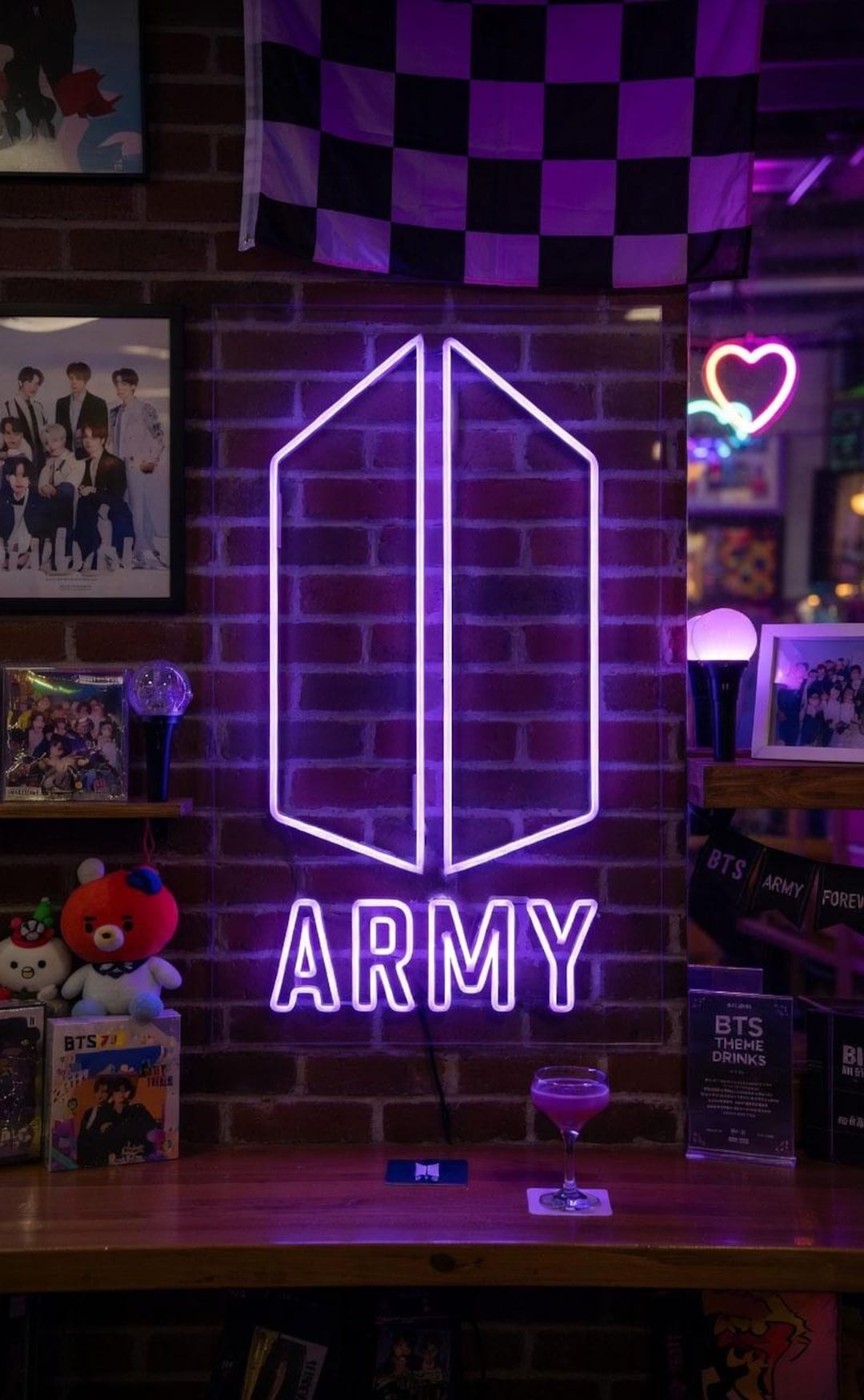 BTS ARMY Neon Sign, Purple LED Bangtan Boys Wall Decor, Kpop Fan Room ...